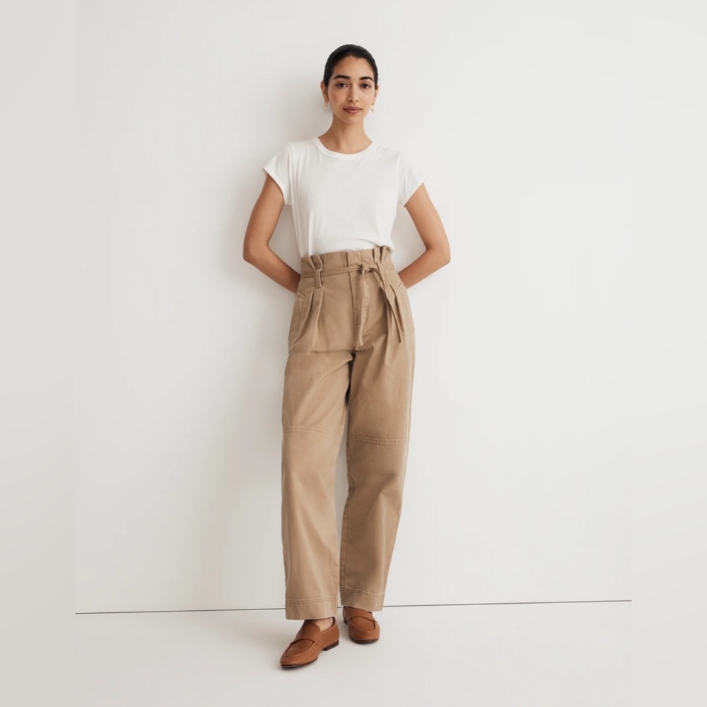 NWOT Madewell Paperbag Trench Trousers in (Re)generative Chino - Khaki - 0